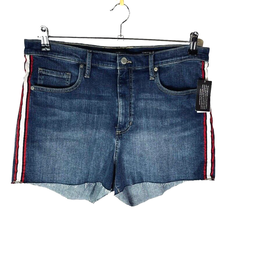 New Banana Republic Sz 32‎ 14 High Rise Denim Shorts Blue Raw Hem NWT
